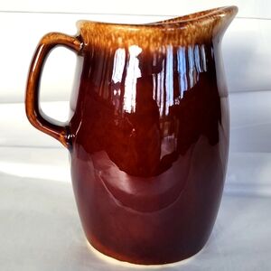 Vtg Hull Pottery Small Brown Pitcher USA 4 1/2in Creamer Gravy Syrup Oven Proof